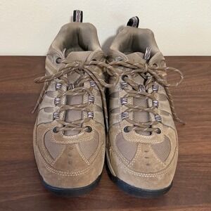 Coleman Cypress-W Hiking Shoes Womens 8.5 Tan Purple Leather Low Top Sneaker